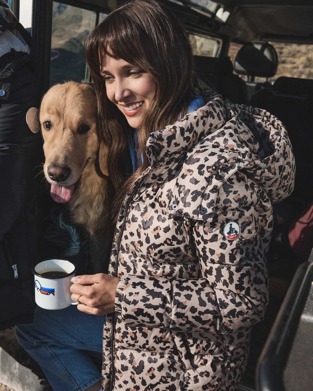 Daunenjacke Grand Froid Esprit Puffer, Leopard Beige, Prag Print