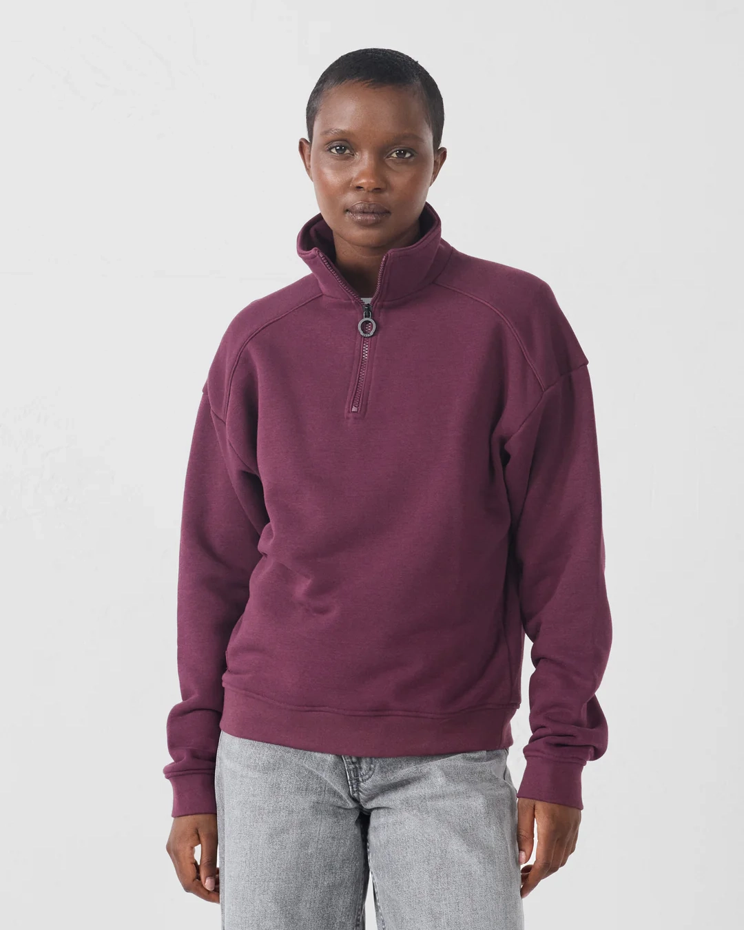Halbzip Sweatshirt Line, Black Cherry