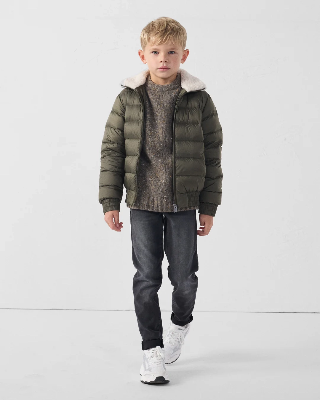 Kinder Daunenjacke Aviateur, Army, Bass