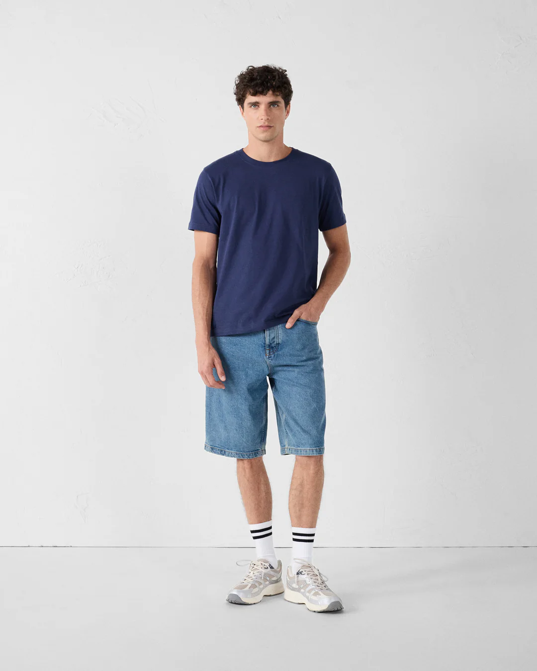 Rundhals T-Shirt, Marine, Petro